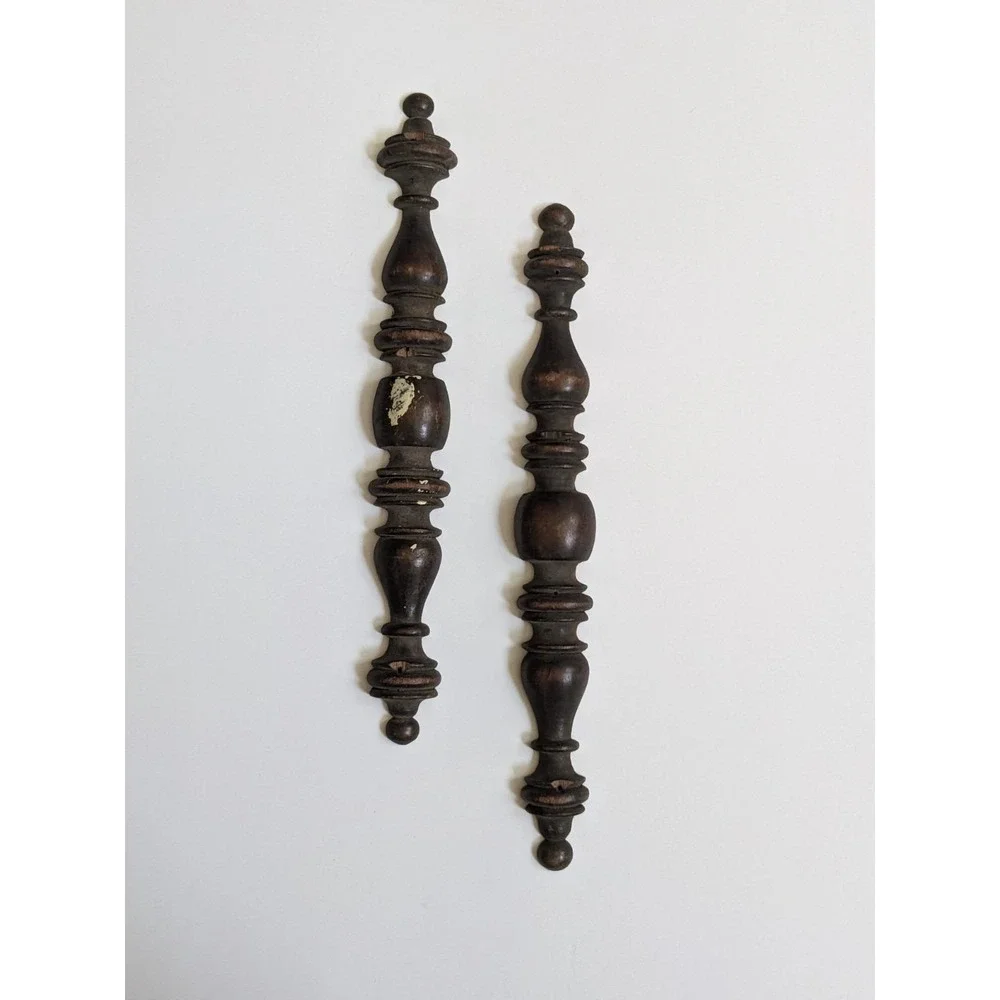 Antique Turned Wood Spindle Appliques Pair Architectural Salvage‎ Furniture Trim